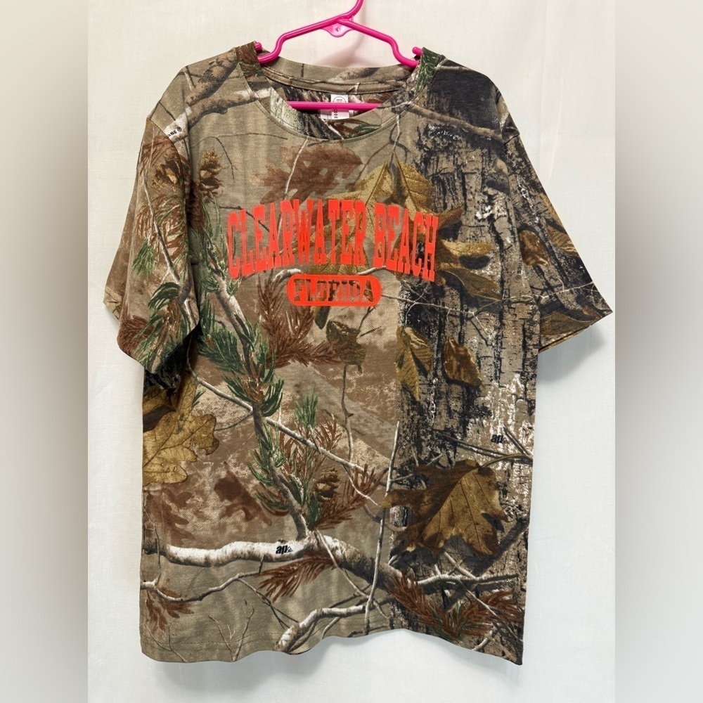 NWT Camouflage Kids Med Short Sleeve Clearwater Florida Souvenir Tee 0105